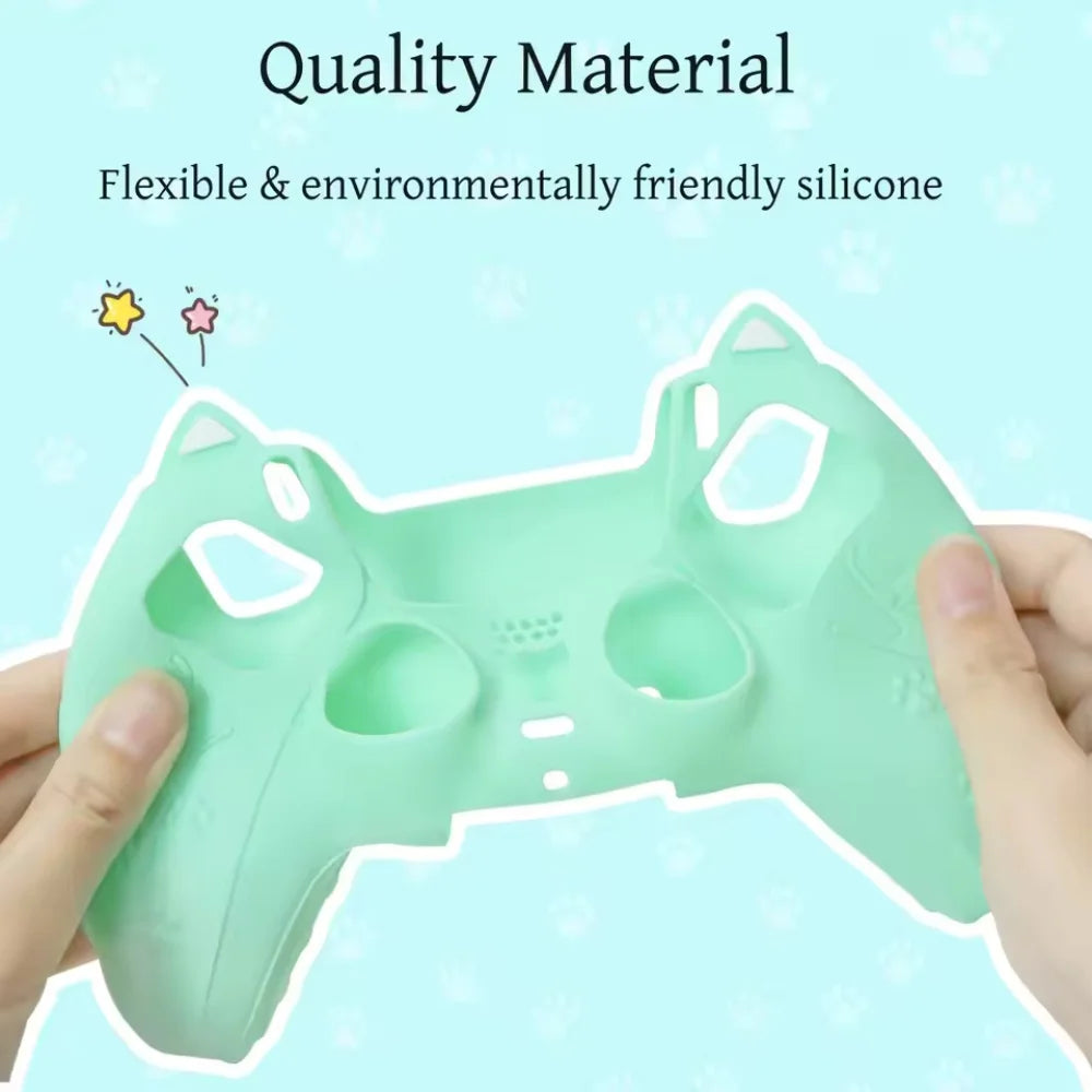NEW Lovely Cat Silicone Soft Protector Sticker Skin For Playstation Dualsense 5 PS5 Controller Case Thumb Stick Grip Cap Cover