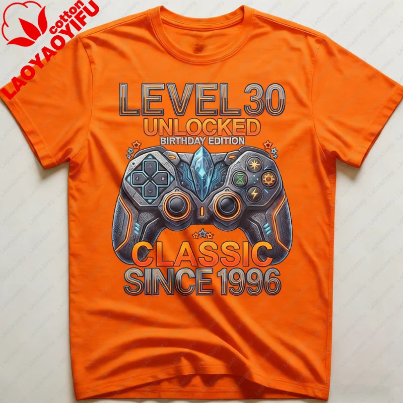 Level 30 Unlocked Gamer 30th Birthday Gift Video Game Controller Tee Classic Since 1996 Edition Unisex Shirt Summer Streetwear