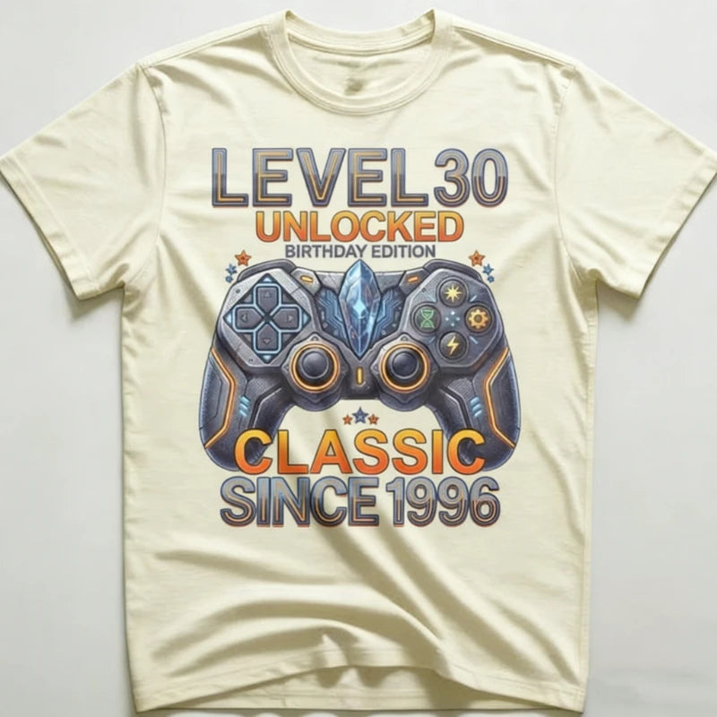 Level 30 Unlocked Gamer 30th Birthday Gift Video Game Controller Tee Classic Since 1996 Edition Unisex Shirt Summer Streetwear