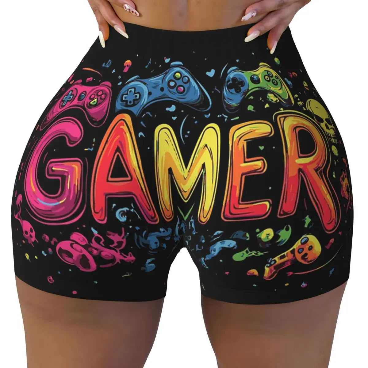 Custom Gamer Controller Video Game Gaming Gamepad Women Gym Workout Running Shorts Athletic Volleyball Biker Yoga Shorts