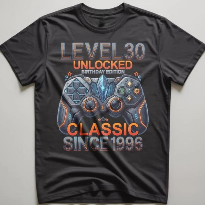 Level 30 Unlocked Gamer 30th Birthday Gift Video Game Controller Tee Classic Since 1996 Edition Unisex Shirt Summer Streetwear