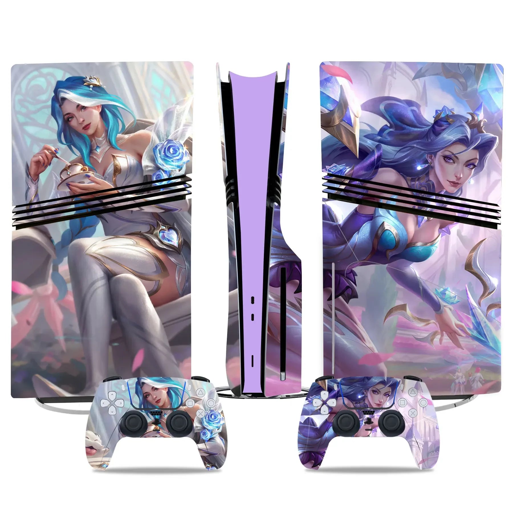 Anime girls designs for PS5 Pro Disc Skin Cover Protector Vinyl Sticker For PS5 pro disk Console and 2 Controller Skin sticker