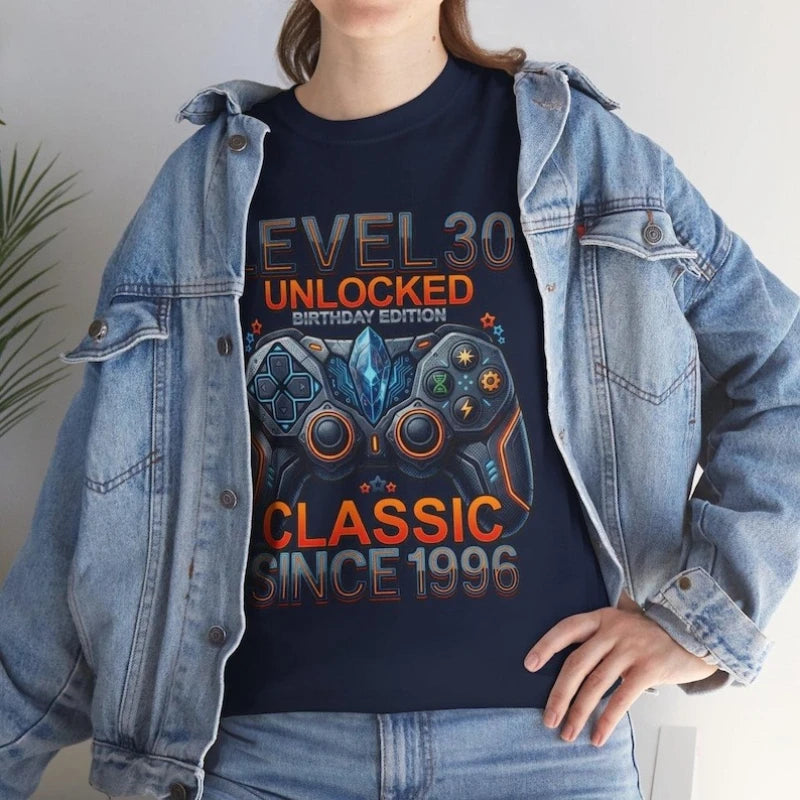 Level 30 Unlocked Gamer 30th Birthday Gift Video Game Controller Tee Classic Since 1996 Edition Unisex Shirt Summer Streetwear