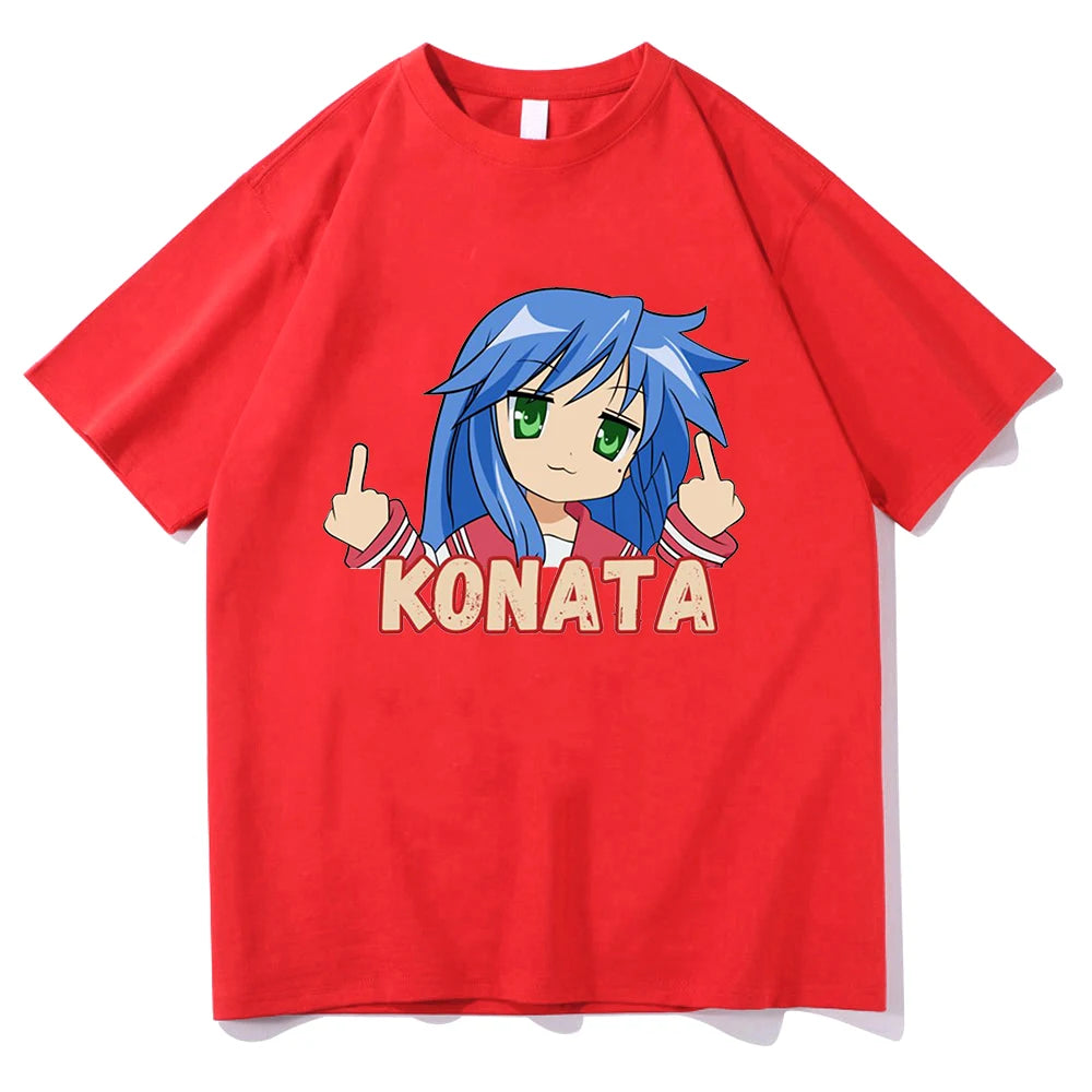 Hot Anime Lucky Star T Shirt Cartoon Konata Izumi Kagami Men/women Aesthetic Tshirt Manga Unisex Print Oversize Cotton Tee Shirt