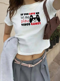 Women's Gaming T-Shirt Compatible for Game Controller Print Round Neck Short Sleeve Top Harajuku Sleeve Casual Aesthetic Clothes
