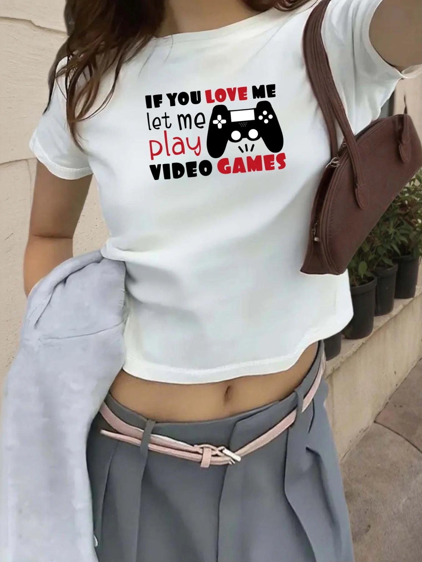 Women's Gaming T-Shirt Compatible for Game Controller Print Round Neck Short Sleeve Top Harajuku Sleeve Casual Aesthetic Clothes