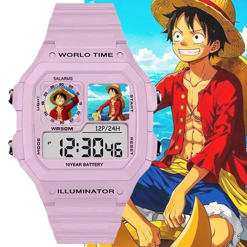 One Piece Anime Character Anime Style Digital Watch with Plastic Band for Students As A Gift Waterproof and Durable Giftdesign