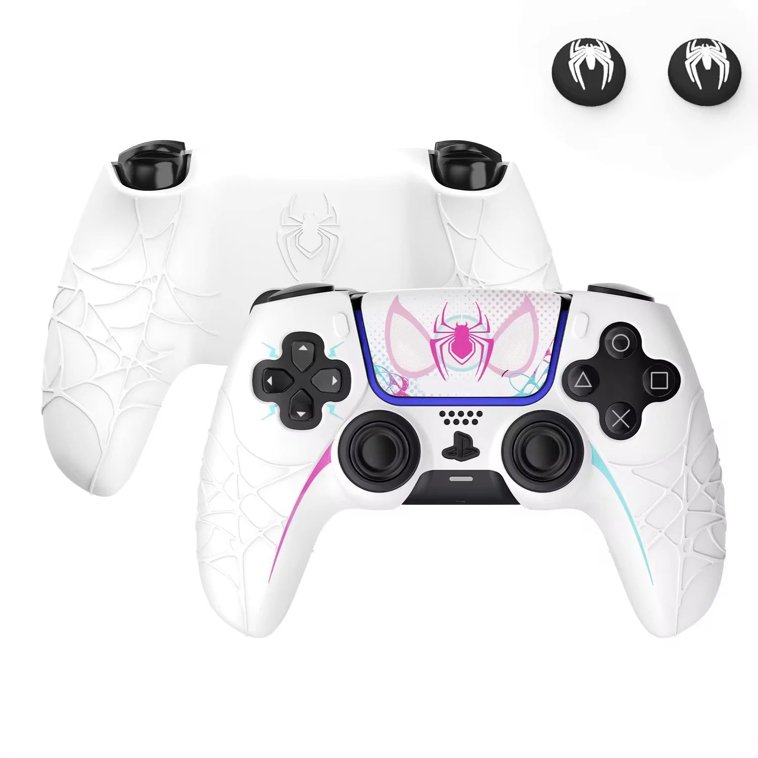 New Spider Web Silicone Skin Cover Gamepad Sticker Soft Case For Sony Dualsense 5 PS5 Controller Thumb Stick Grip Cap Protector