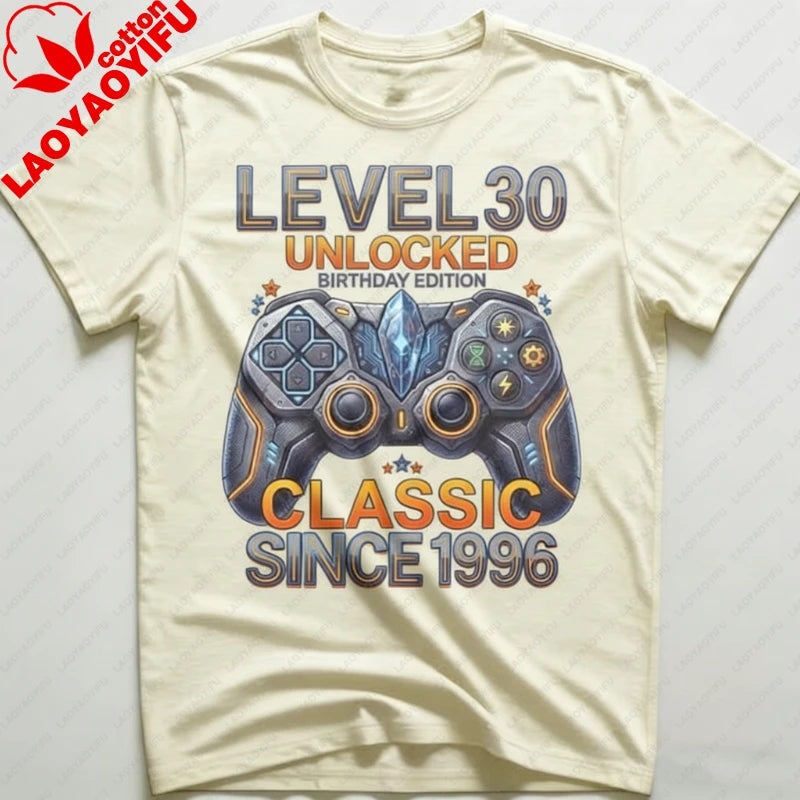 Level 30 Unlocked Gamer 30th Birthday Gift Video Game Controller Tee Classic Since 1996 Edition Unisex Shirt Summer Streetwear