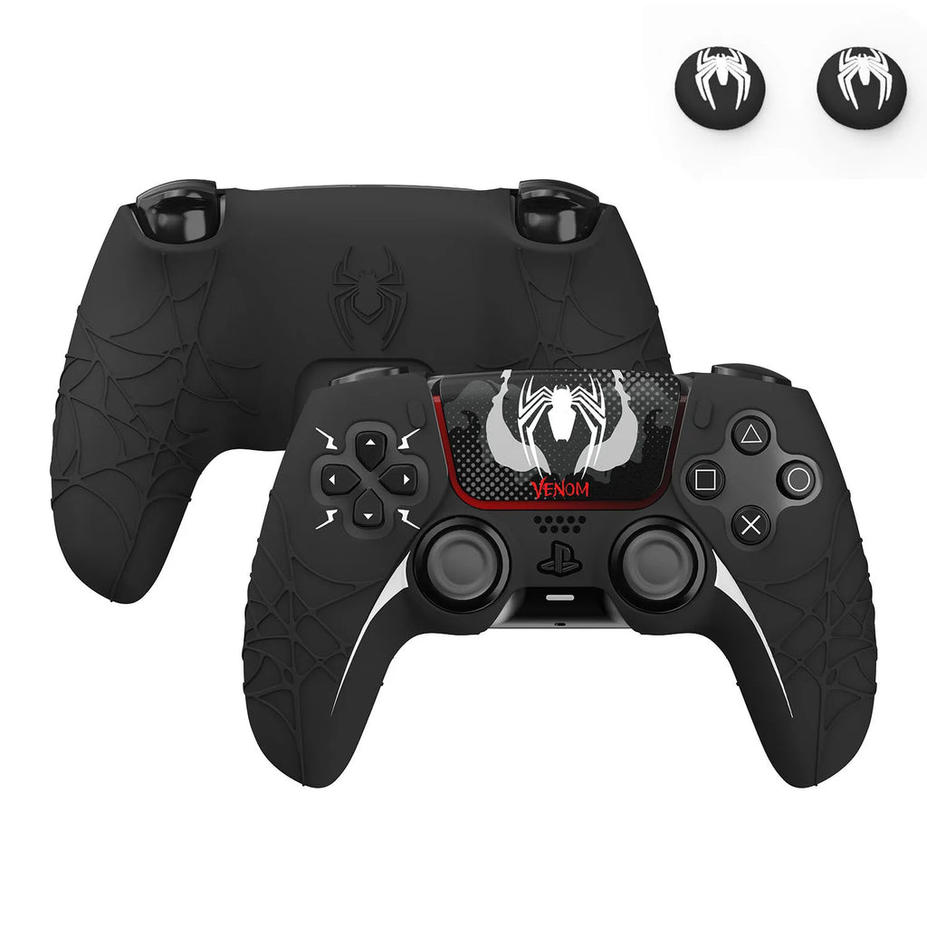 New Spider Web Silicone Skin Cover Gamepad Sticker Soft Case For Sony Dualsense 5 PS5 Controller Thumb Stick Grip Cap Protector