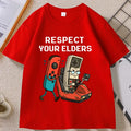 Respect Your Elders Gaming Control T Shirt Man Cotton High Quality Retro Funny Gamer Crewneck T-Shirt Game Lover Tees Streetwear
