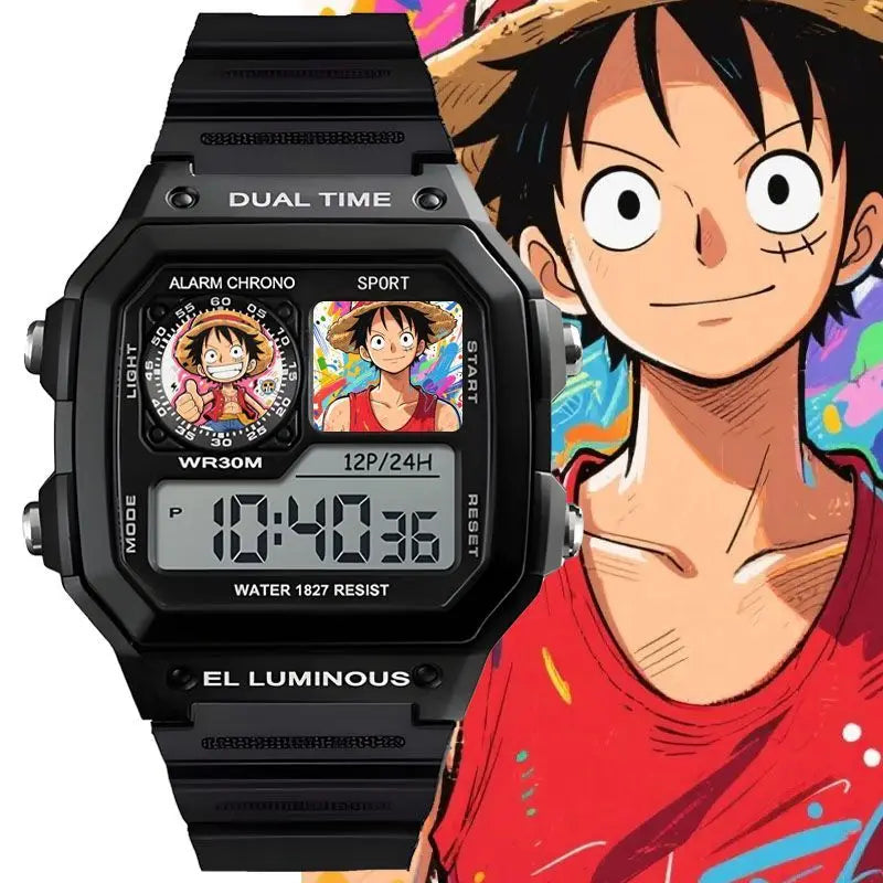 One Piece Anime Character Anime Style Digital Watch with Plastic Band for Students As A Gift Waterproof and Durable Giftdesign