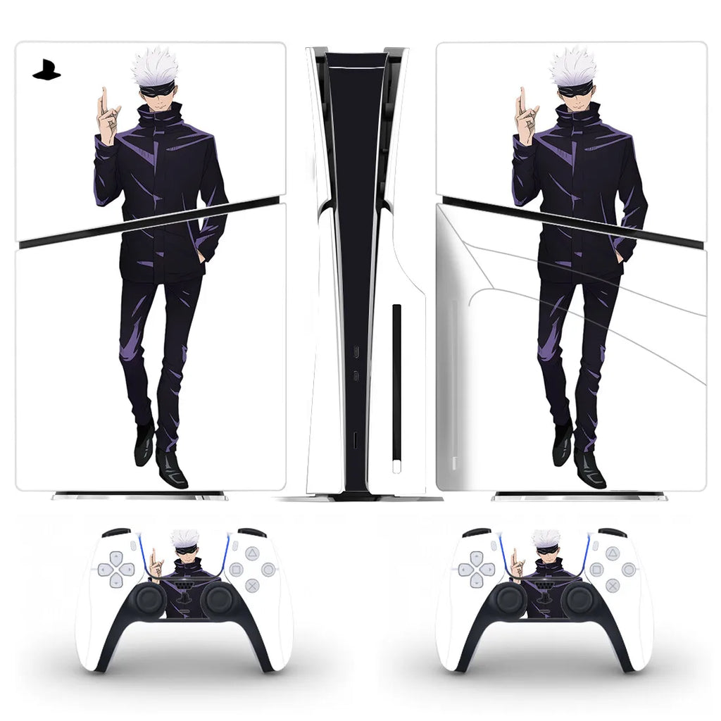 Anime Jujutsu Kaisen Gojo PS5 Slim Disc Skin Sticker Decal Cover for Console and Controllers PS5 Slim Disk Skin Sticker Vinyl