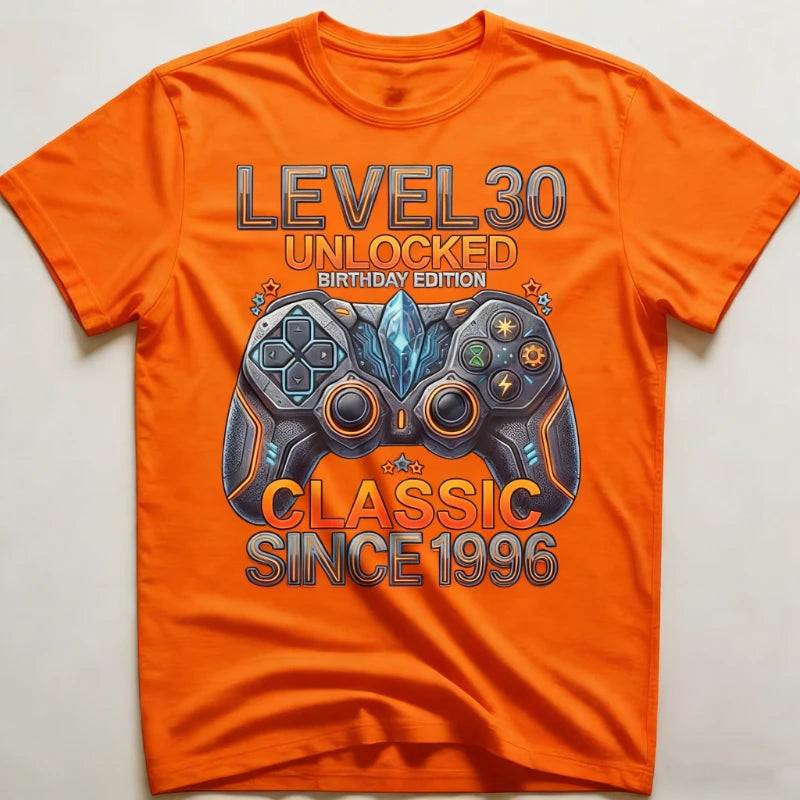 Level 30 Unlocked Gamer 30th Birthday Gift Video Game Controller Tee Classic Since 1996 Edition Unisex Shirt Summer Streetwear