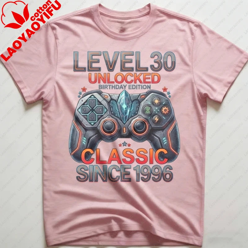 Level 30 Unlocked Gamer 30th Birthday Gift Video Game Controller Tee Classic Since 1996 Edition Unisex Shirt Summer Streetwear