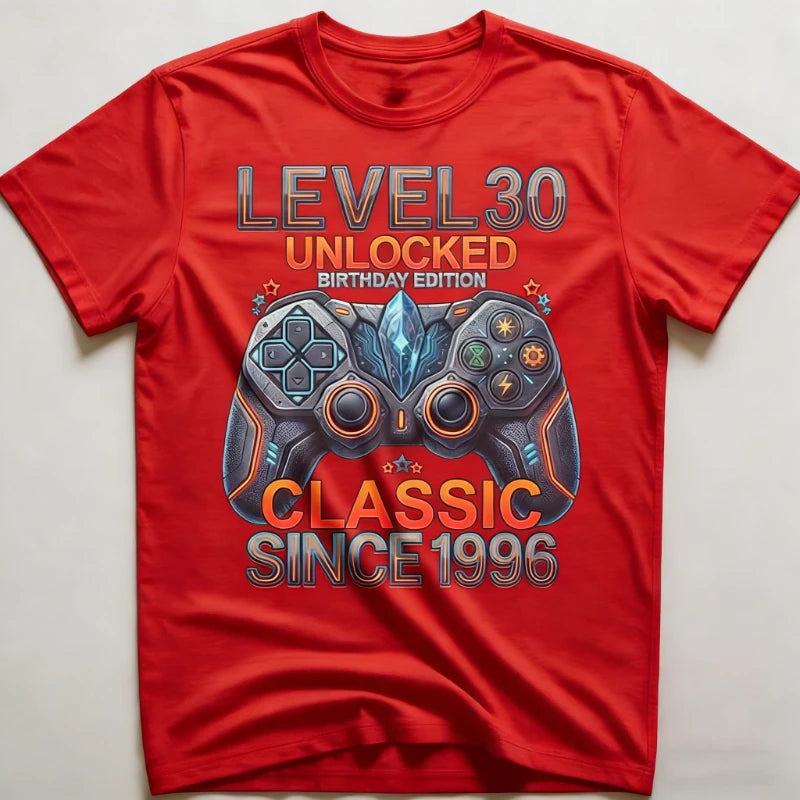 Level 30 Unlocked Gamer 30th Birthday Gift Video Game Controller Tee Classic Since 1996 Edition Unisex Shirt Summer Streetwear